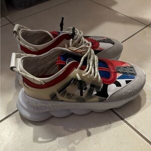 Authentic Versace Chain Reaction red blue white mens sneakers